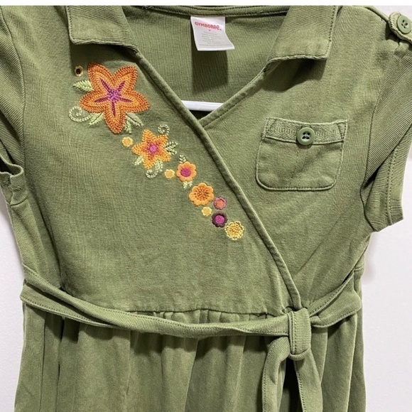 GYMBOREE SAVANNA SUNSET Olive Wrap Orange Floral Safari Dress Size 7 🌟 - Picture 2 of 5